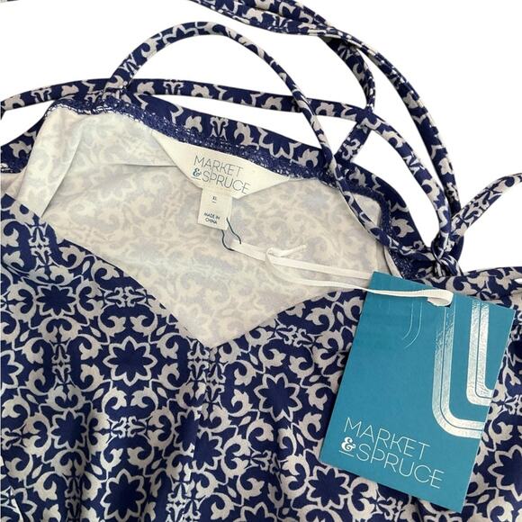 Market & Spruce Women’s Maxi Dress Geometric Blue White Size XL NWT - Picture 8 of 12
